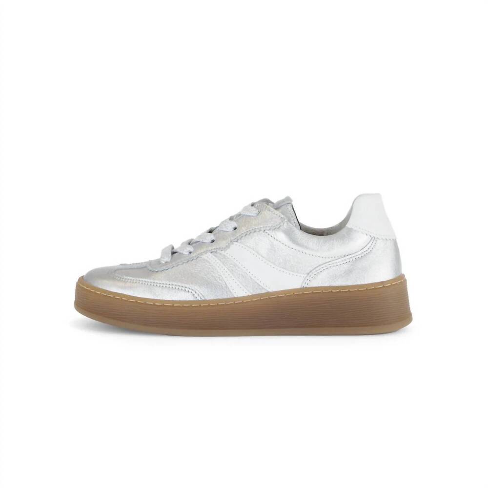 NEW GABOR women's flat sneaker in nappa silver